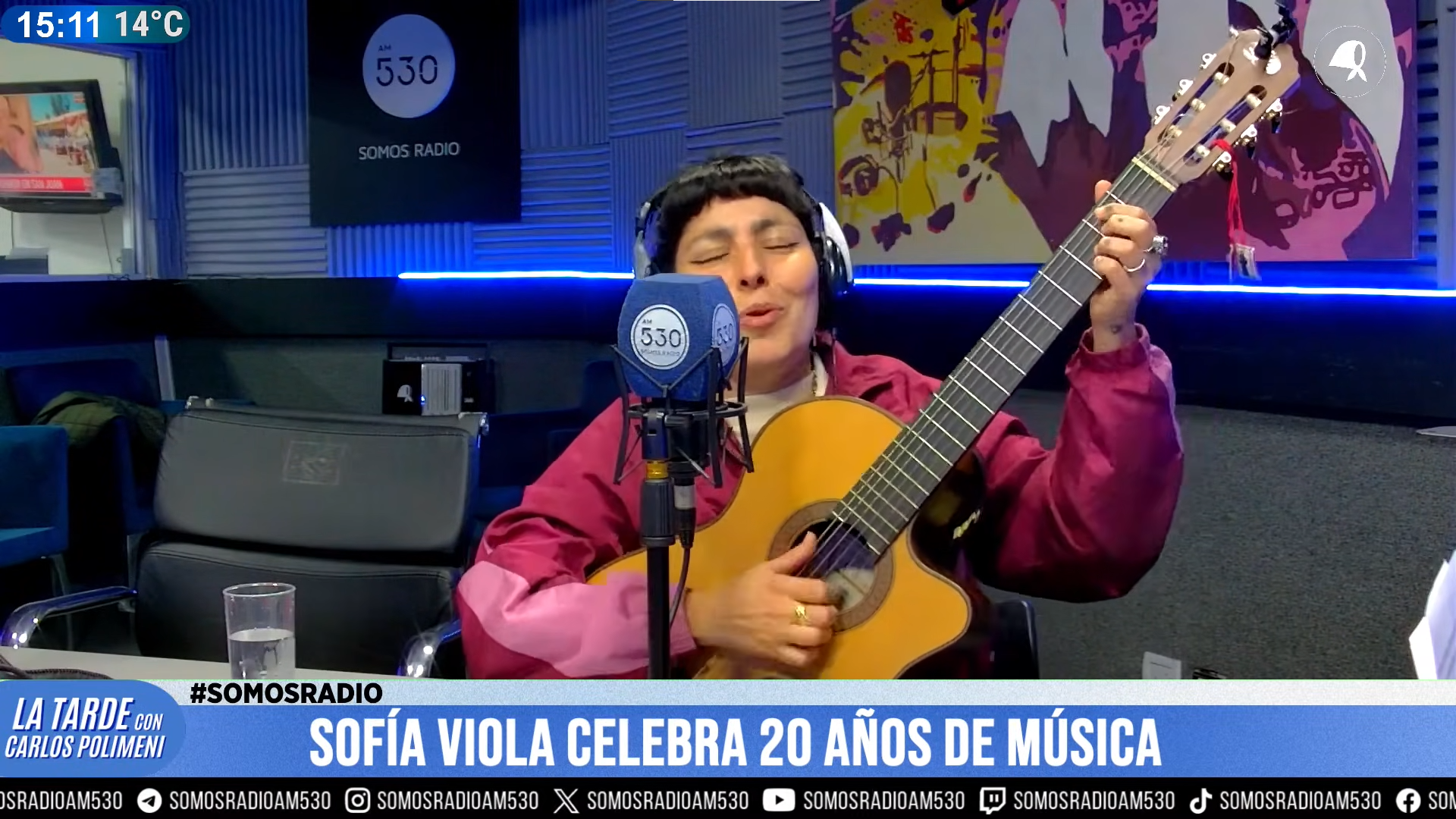 Sofía Viola celebra 20 años con la música en La Tarde Con Carlos Polimeni